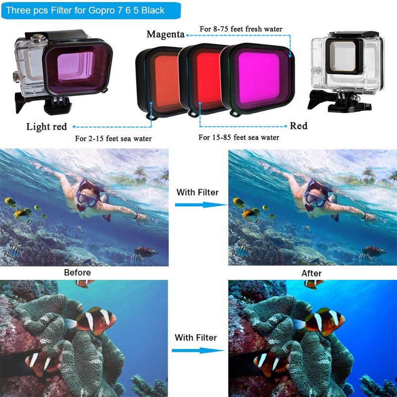 Husiway 68-in-1 Accessory Kit for GoPro Hero 7 6 5 Black GoPro7 Action Camera Filter Frame Waterproof Housing Case Bundle 60A - Image 2